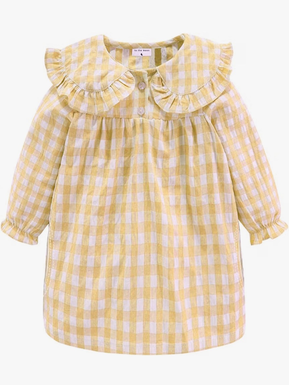 Yellow Gingham Ruffle Collar Blouse for Girls